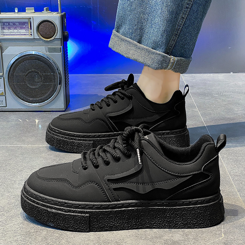 莆田男鞋冬季潮流百搭韩版学生运动板鞋厚底增高休闲黑色工作潮鞋,流行男鞋,单鞋,淘宝优惠券,粉丝福利购,淘宝优惠卷