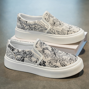 休闲潮流开车百搭帆布鞋 老北京布鞋 男士 男秋季 轻便软底一脚蹬板鞋