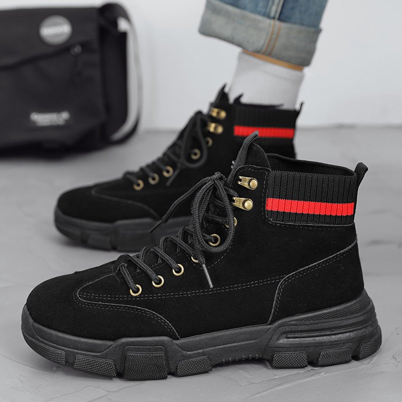 MARTIN BOOTS MENS 2024 NEW WINTER HIGH-TOP PLATFORM PLATFORM ANTI-SLIP DESERT CARGO BOOTS MID-TOP BRITISH FASHION SHOES AUTUMN AND WINTER