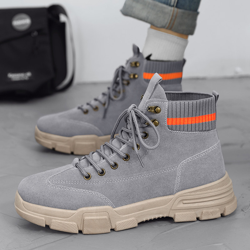 MARTIN BOOTS MENS 2024 NEW WINTER HIGH-TOP PLATFORM PLATFORM ANTI-SLIP DESERT CARGO BOOTS MID-TOP BRITISH FASHION SHOES AUTUMN AND WINTER