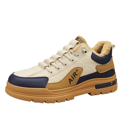 男鞋2025新款冬季二棉加绒保暖休闲运动潮流厚底皮面防水加厚棉鞋