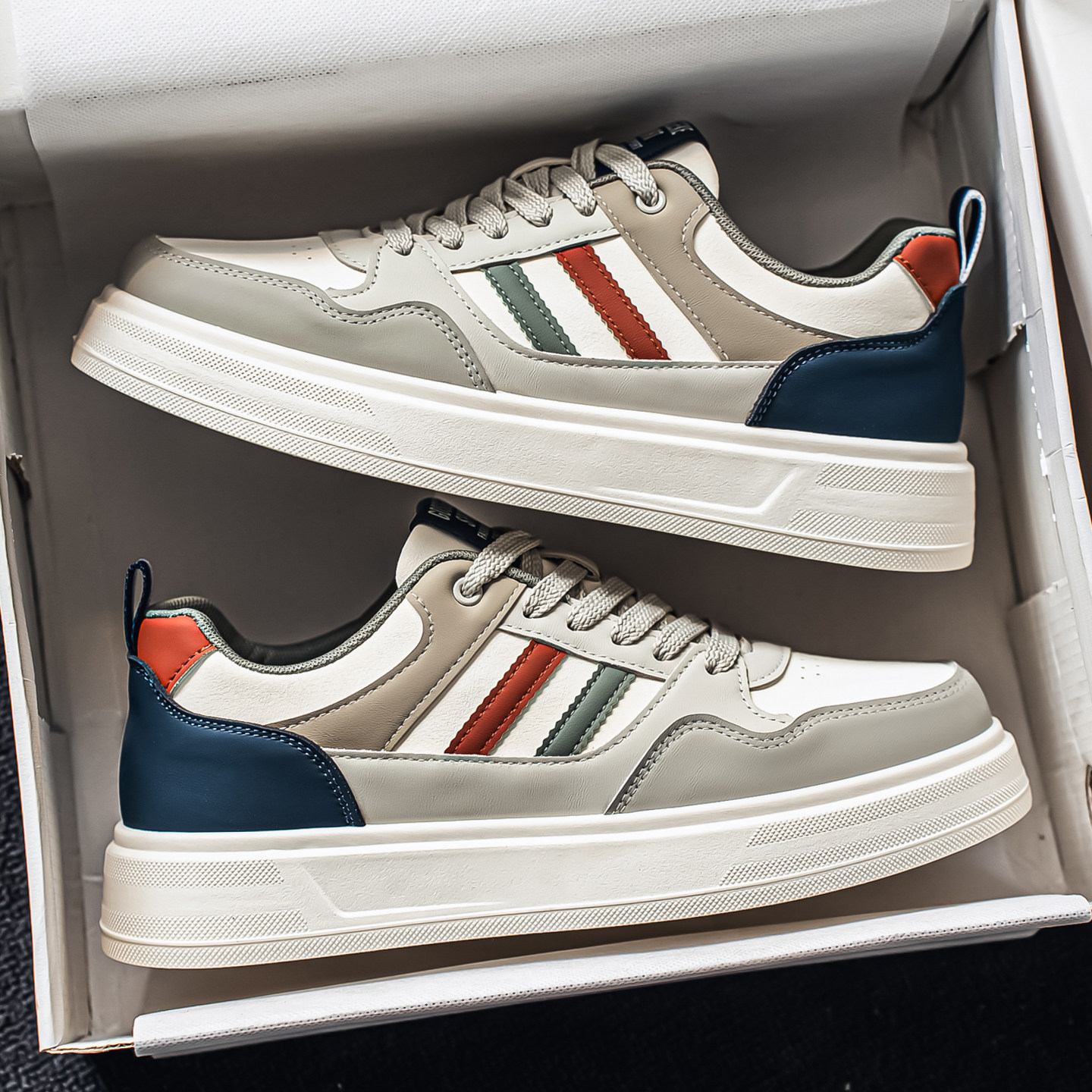 男鞋2026新款冬季潮流工作上班休闲板鞋小众百搭皮面厚底运动潮鞋,流行男鞋,单鞋,淘宝优惠券,粉丝福利购,淘宝优惠卷