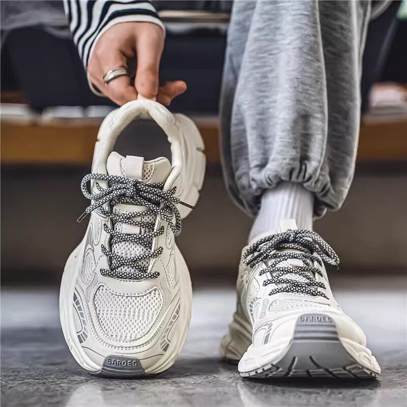 莆田男鞋2026新款春季网面透气厚底运动鞋青少年休闲增高老爹潮鞋