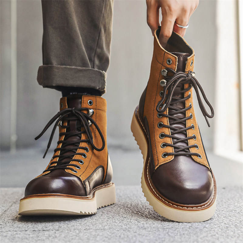 马丁靴男款冬季潮流休闲高帮高级感复古皮靴厚底百搭英伦风工装靴,流行男鞋,马丁靴,淘宝优惠券,粉丝福利购,淘宝优惠卷
