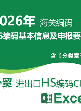 2026年1月4日中国海关商品编码进出口hs code编码申报要素Excel