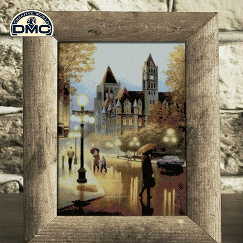 DMC Cross Emlleckery Single Settlement Kit освежает печатные печати новые большие картины эстетический европейский стиль под дождем