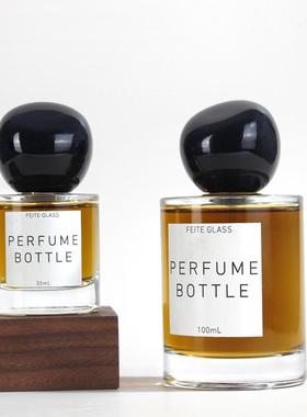 30ml50ml100ml透明圆形香水瓶玻璃按压喷雾香水瓶卡口分装瓶空瓶