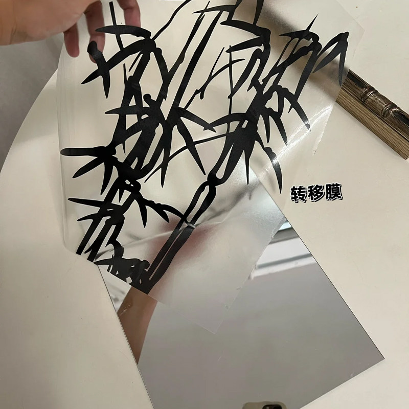 【新家的100个快递】之墨竹装饰画全身镜墨竹玻璃镜 diy镜面改造,家居饰品,镜面贴,淘宝优惠券,粉丝福利购,淘宝优惠卷