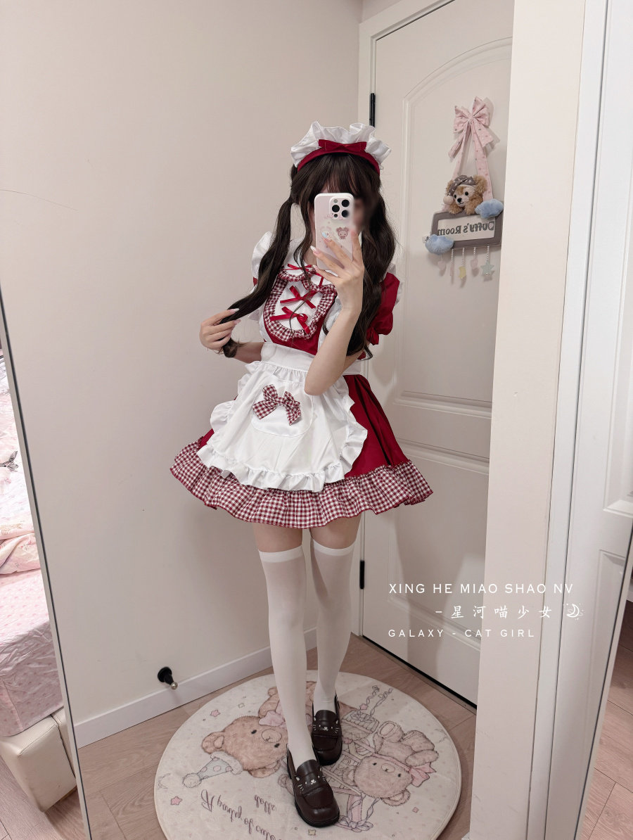 日系软妹女仆装二次元少女红色圣诞节lolita洛丽塔圣诞穿搭连衣裙