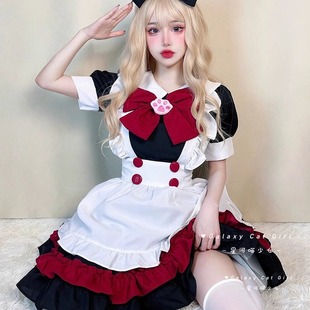 猫系女仆装cos万圣节Lolita动漫cosplay黑红女装可爱大码连衣裙