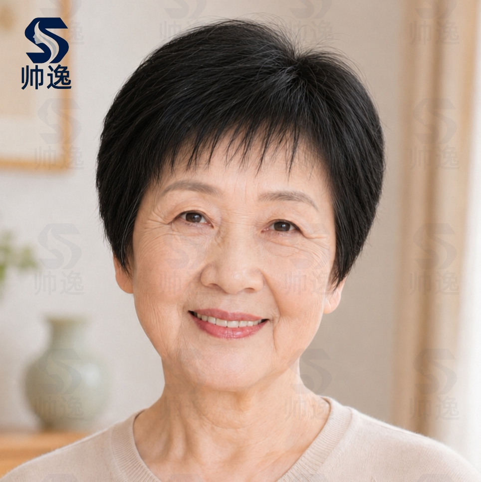 帅逸全真发短发手织假发套妈妈发