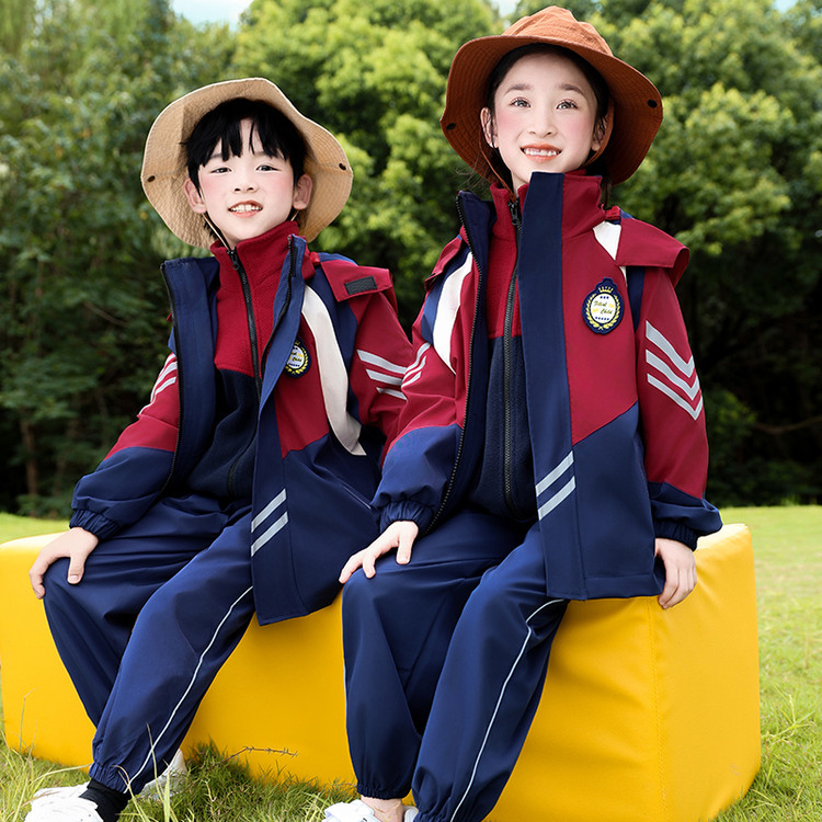 幼儿园园服秋冬季冲锋衣小学生校服儿童班服一年级春秋套装三件套