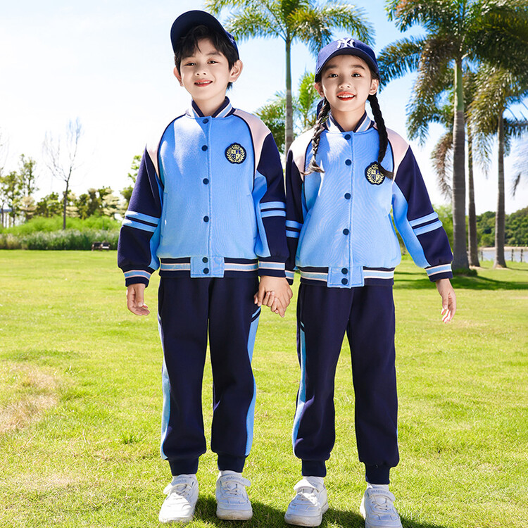 三件套加厚春秋季兰色幼儿园园服图片
