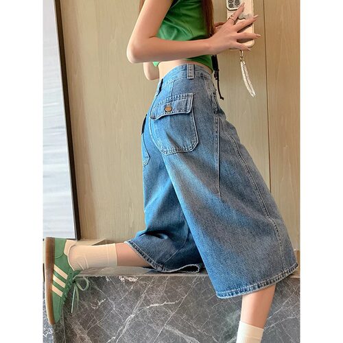 白色七分裤牛仔短裤女夏季潮流百