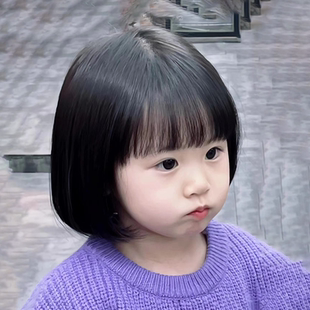 宝宝假发女可爱波波头齐刘海短直发萌娃写真一刀切公主透气全头套