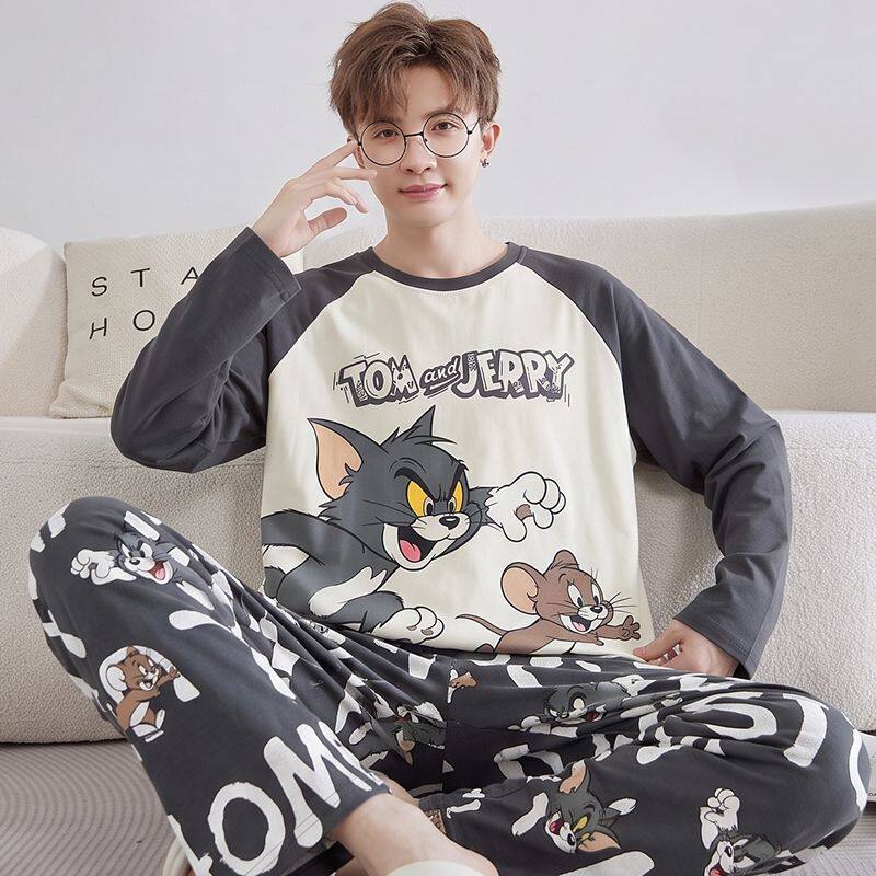 猫和老鼠男生青少年睡衣男童2026新款纯棉长袖春秋大码家居服套装