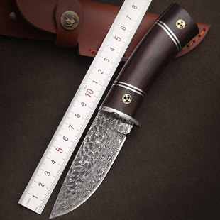 进口大马士革钢刀收藏刀具精品小直刀高硬度军刀小刀防身折叠刀