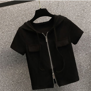 T恤女 螺纹拉链短袖 清仓捡漏专柜撤回特大码 胖mm300斤上衣女时尚