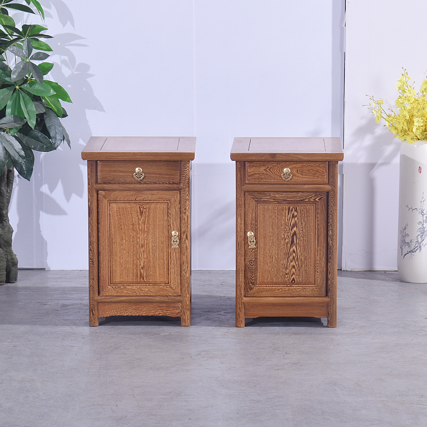 红木床头柜鸡翅木实木储物柜中式