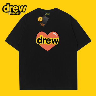 drew落肩袖宽松潮牌青年短袖T恤