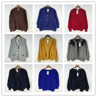 复古着vintage日韩精选民族风森女系绣花钉珠安哥拉兔绒毛衣X1181