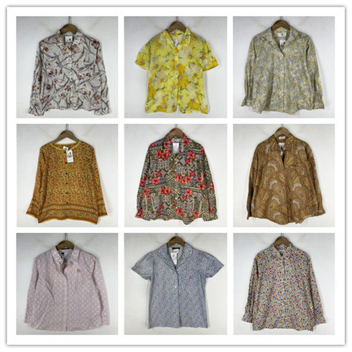 复古着vintage日韩精品民族风森女系宫廷印碎花卉棉麻布衬衫V1161