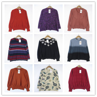 复古着vintage外贸尖货学院风甜美系卡通印绣花卉套头纯毛衣M0362