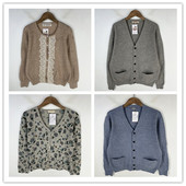 复古着vintage日韩尖货学院风甜美系纯色印绣花卉套头纯毛衣M1161