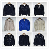 复古着vintage日韩尖货学院风森女系钉珠印绣花兔绒开衫 毛衣X3905