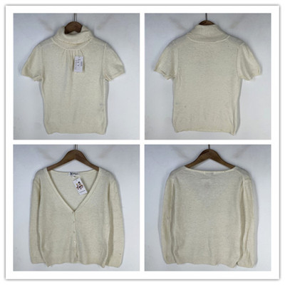 复古着vintage外贸精选田园风森系纯色百搭兔绒毛衣开衫套装X6069