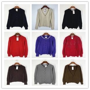 复古着vintage日韩尖货民族风森女系钉珠装 饰安哥拉兔绒毛衣X1101