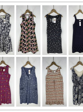 复古着vintage日韩原单民族风森女系纯色印绣花卉棉布连衣裙P3661