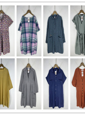 复古着vintage外贸精选民族风森女系纯色印花镂空棉布连衣裙P3363