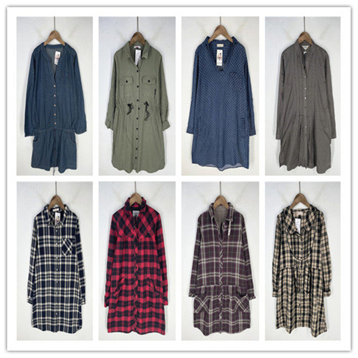 复古着vintage日韩精品学院风森女系波点格子棉布长袖连衣裙L1602