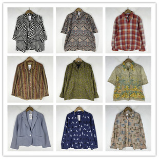 复古着vintage日韩精选校园风甜美系卡通印碎花卉棉麻布衬衫 V0963