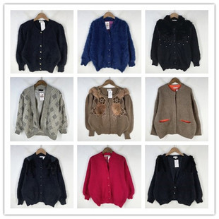 复古着vintage日韩尖货民族风森系绣花兔绒毛衣加厚开衫外套X3003