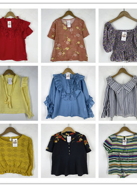 复古着vintage民族风森女系镂空印碎花卉夏季棉麻布衬衫上衣Z2503