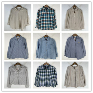 复古着vintage日韩精选英伦风森女系格子徽章LOGO棉麻布衬衫 V3304