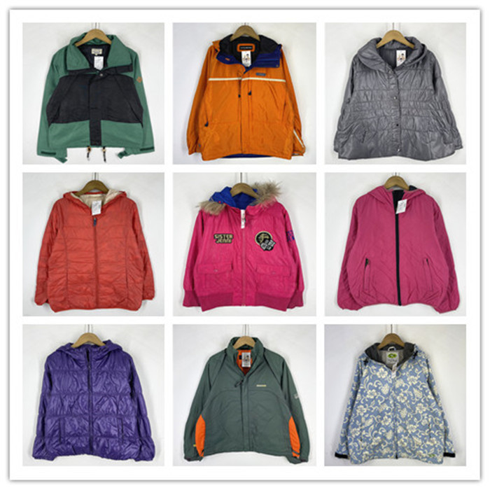 复古着vintage外贸森女系拼接字母印花秋冬夹克冲锋风衣外套F0902