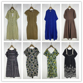 复古着vintage外贸精品民族风森女系格子印碎花卉棉布连衣裙P8462