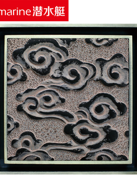 潜水艇QLTD50-10XY大观系列地漏之祥云 青古铜拉丝艺术防臭地漏