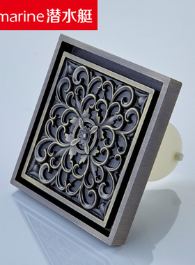 潜水艇QLTD50-10DH欧风地漏之雕花 青古铜艺术防臭地漏 北京发货