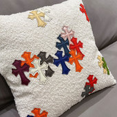 羊羔毛织物 七彩十字架贴皮 方形车载靠垫抱枕沙发垫 奢华 欧式