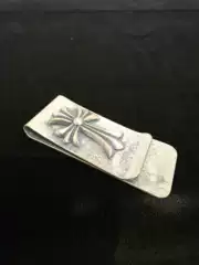 American Retro Punk Style, Cross Embossed Badge, Vintage Texture, 304 Stainless Steel, Money Clip, Wallet