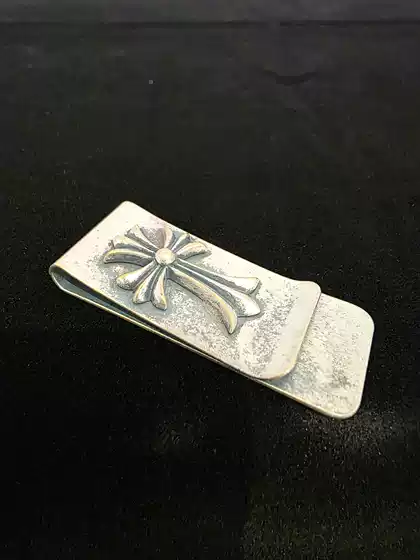 American Retro Punk Style, Cross Embossed Badge, Vintage Texture, 304 Stainless Steel, Money Clip, Wallet