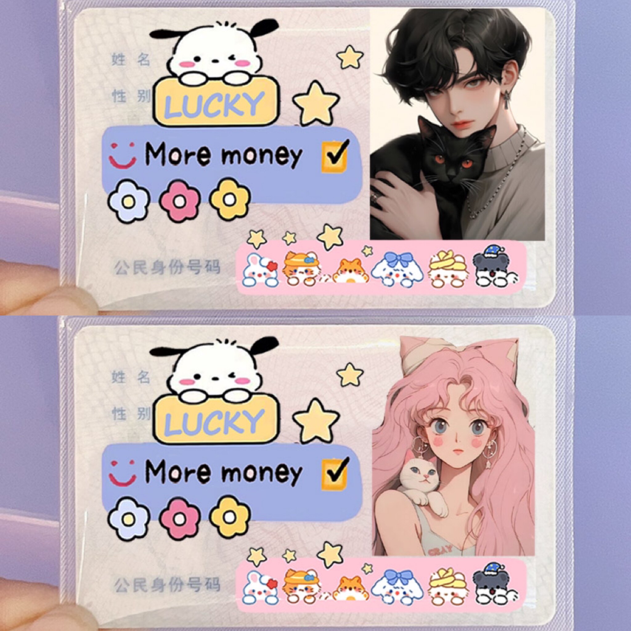 创意身份证卡套卡通学生可爱头像情侣遮盖隐私防消磁证件银行卡套