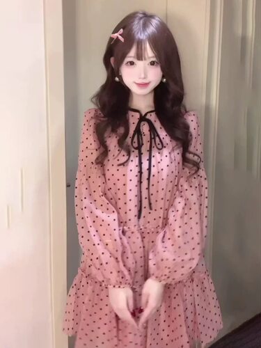 超大码胖MM法式温柔风波点长袖连衣裙女式新款气质甜美公主裙子