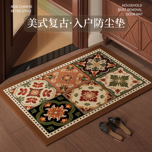 复古风入户门地垫进门脚垫家用玄关防滑垫子可裁剪耐脏地毯 美式