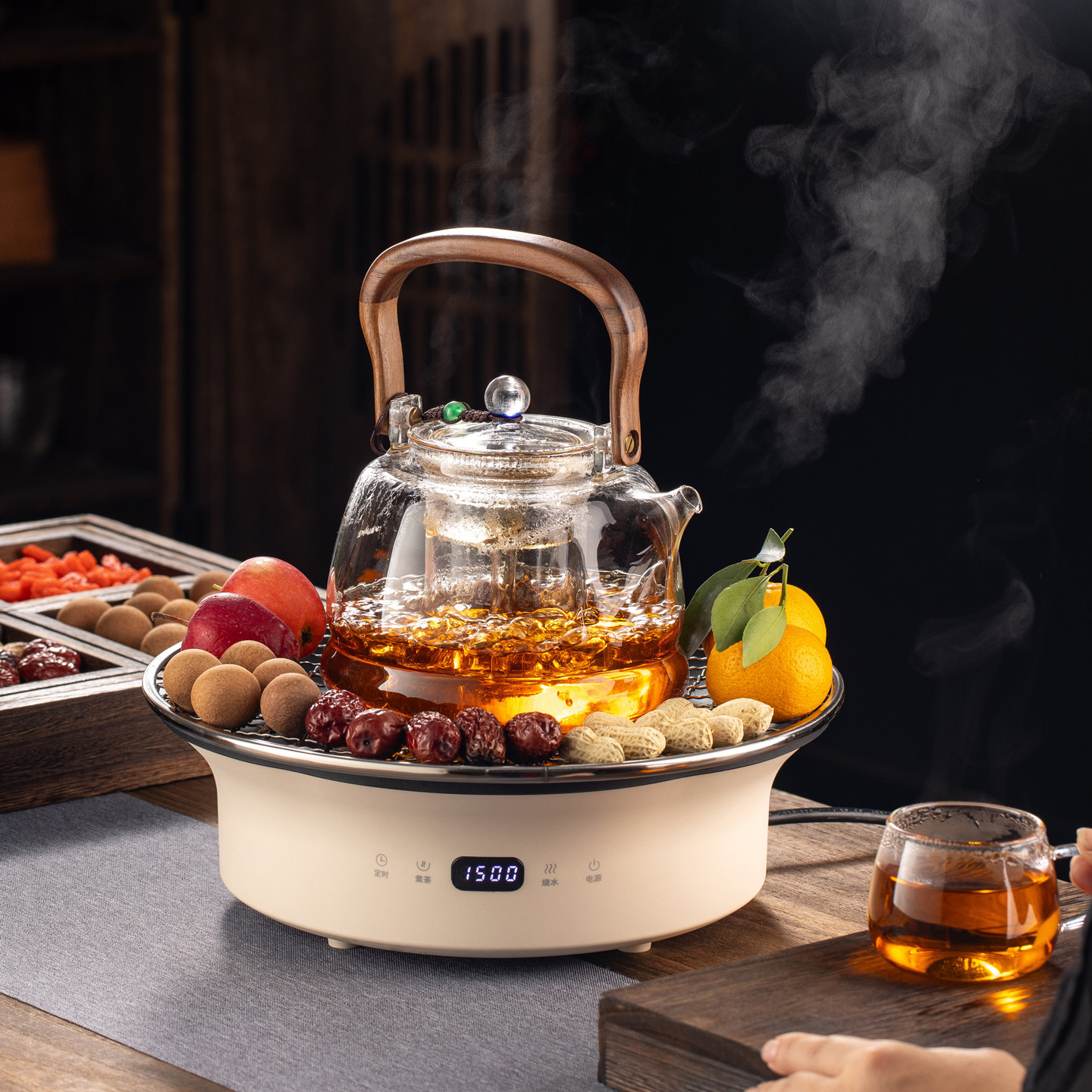 围炉煮茶烤火炉套装2025新款家用室内煮茶器具全套玻璃养生电陶炉