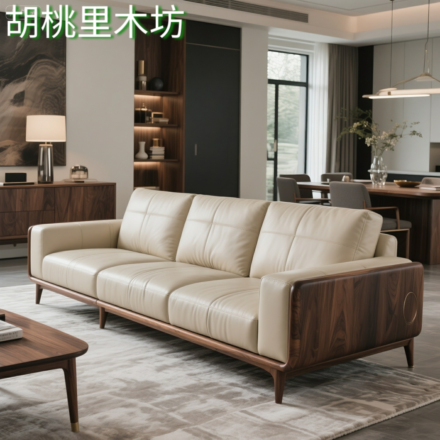 新中式黑胡桃木实木沙发